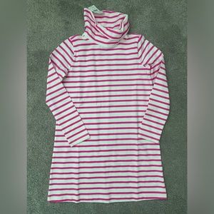 Jcrew crew cuts bright pink and white striped turtleneck girls dress size 8